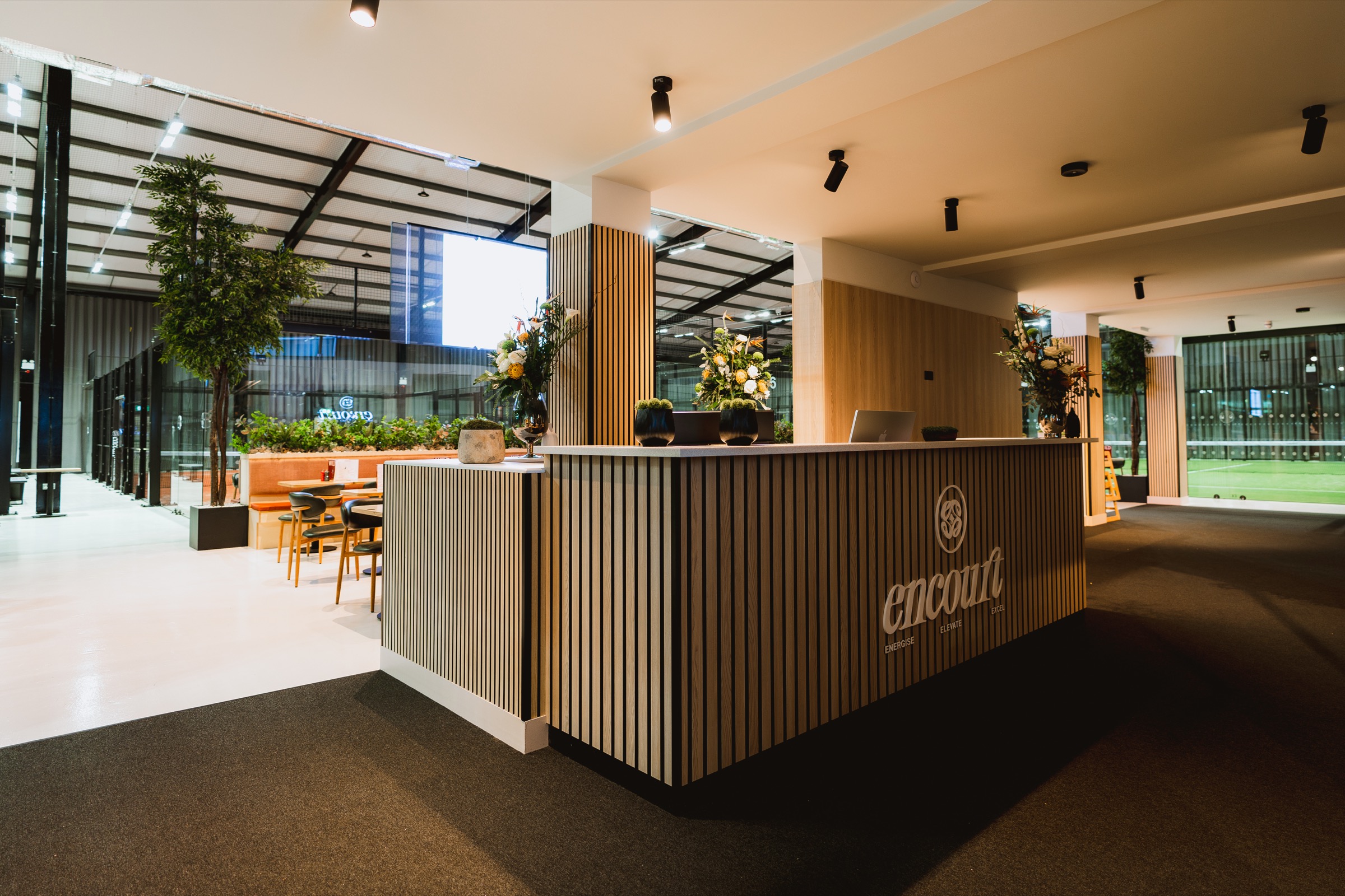 The Encourt club reception and lounge, set up for corporate visitors